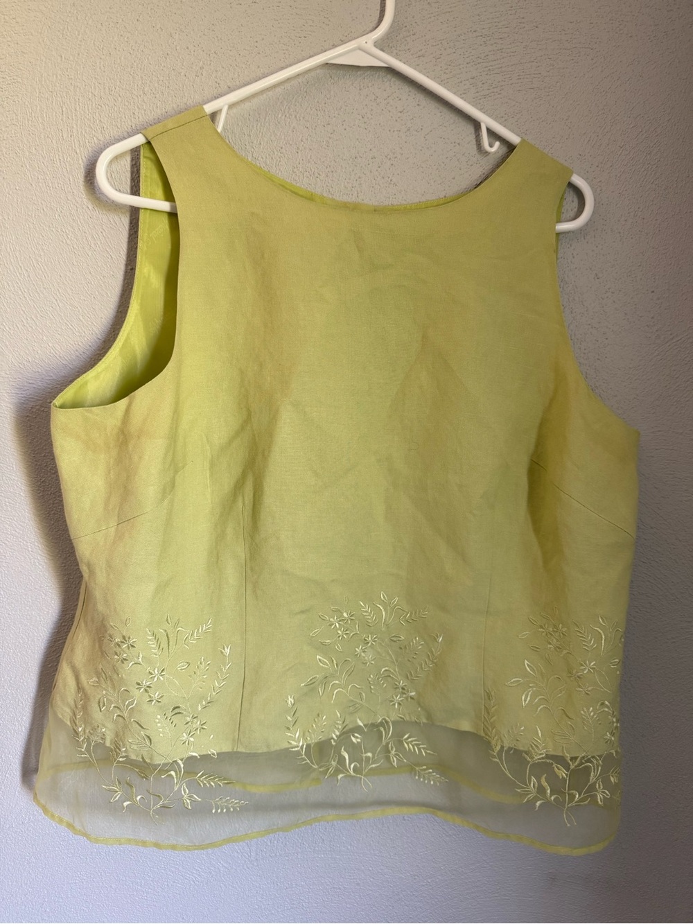 Sleeveless Lime Green Embroidered Women's Top